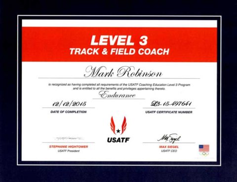 Elite Running Coach Mark Robinson USATF Level 3 Endurance Coaching